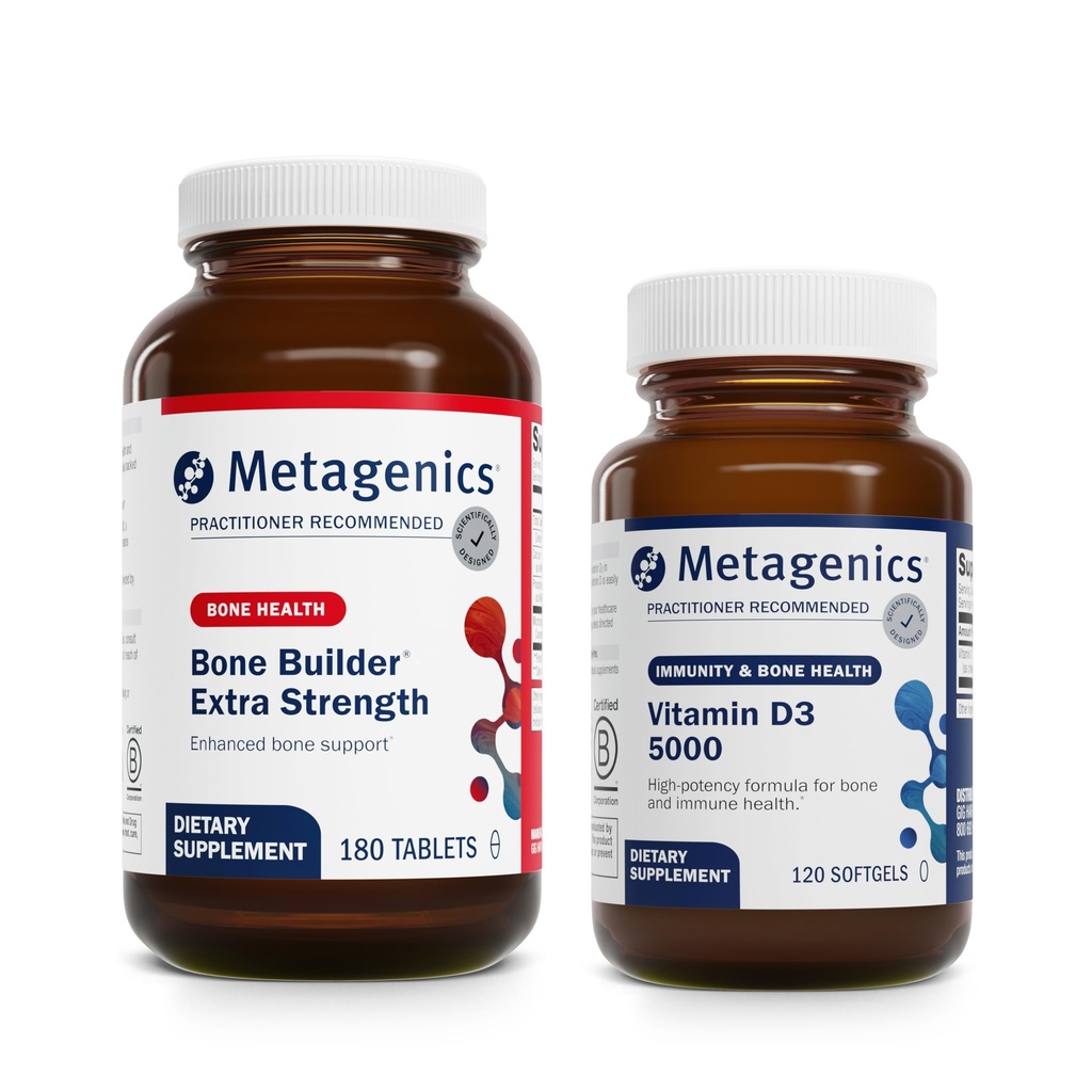 Metagenics Sche - Bone Builder Extra Strength & D3 5000-180 Bone Builders * - Immune Support & Heart Health için 20 Softgels of D3 5000