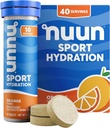 Nuun Sport Electrolyte Tablets with Magnesium, Calcium, Potassium, Chloride & Sodium, Gluten Free & Vegan, Orange, 4 Pack (40 Servings Total)