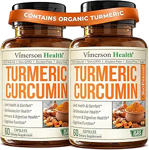 Turmeric Curcumin Supplement with Black Pepper Extract - High Potency Organic Turmeric 1200 mg &% 95 Curcuminoids for Joint & Digestive Health - Ortak Destek Supplement - 60 Curcuma Capsules - 2 Pack