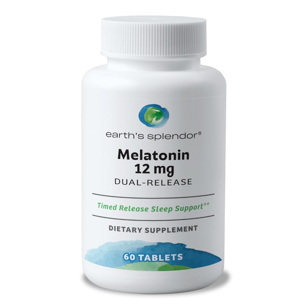 Dünya Splendor Melatonin 12 MG Bikat Tabletleri, Sleep Aid Supplement, 60 Kont - 2 Ay Supply Melatonin