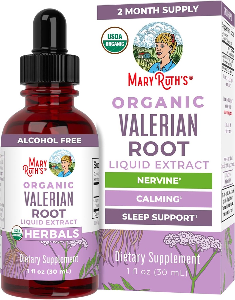 MaryRuth Organics Valerian Root Liquid Drops | 2 Ay Supply | Sugar Free | USDA Organik Valerian Root Drop Drops | Destek Uyku | Calm ve Stres Yardım | Vegan | Non-GMO | Gluten Free | 60 Hizmetler