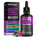 Saç büyümesi için sıvı Biotin, Skin & Nails - 80.000 mcg Saç Vitaminleri - Ekstra Güçlü Biyotin 5000 Telefon, Collagen, Keratin with Hyaluronic Acid - Multivitamin Supplement for Women & Men - 2 fl oz