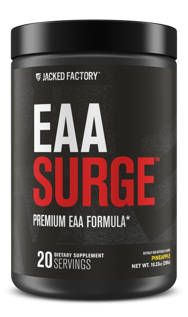 Jacked Factory EAA Cerrahı Temel Amino Asits Toz - EAAS & BCAA Intra Workout Supplement w/L-Citrulline, Taurine, & More for Muscle Building, Strength, Endurance, Recovery - Pineapple, 20sv