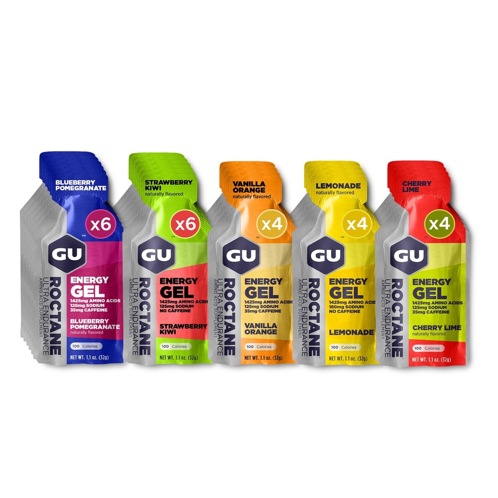GU Energy Roctane Ultra Endurance Energy Gel, Vegan, Gluten-Free, Kosher ve Dairy-Free On-Go Sports Nutrition for Run, Biking, Hiking veya Skiing, Assorted Flavors,24-Count