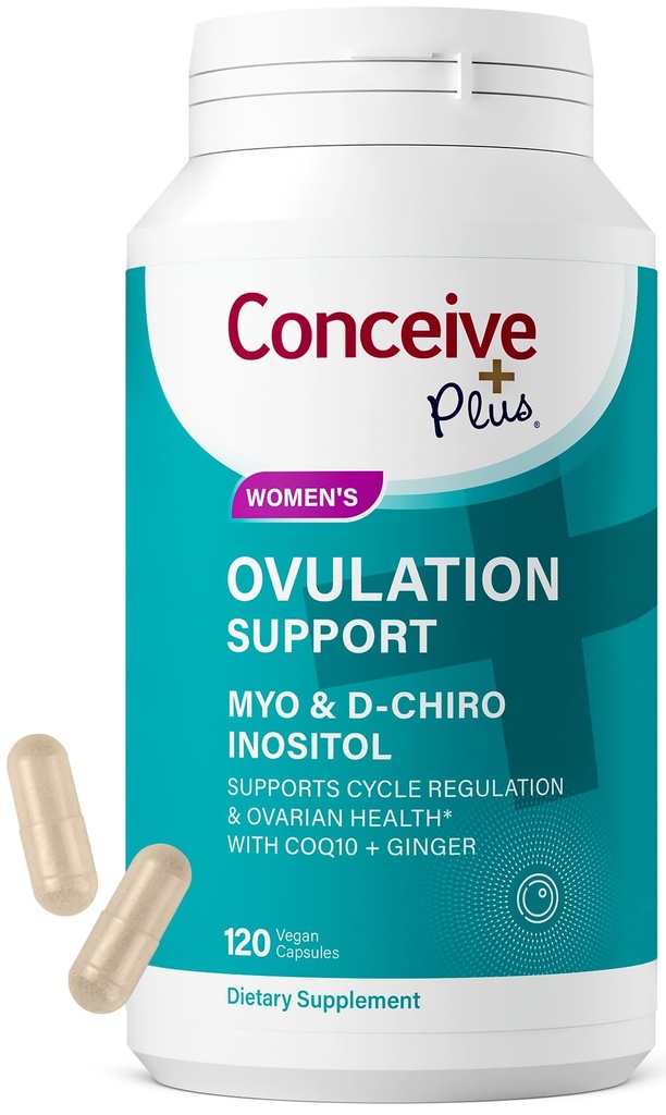 CONCEIVE PLUS Ovulation Support | Myo-Inositol & D-Chiro Inositol for Women Fertility | Pproductive Health Hormon Balance for Women | COQ10, Folic Acid, Ginger | 30 Day Supply