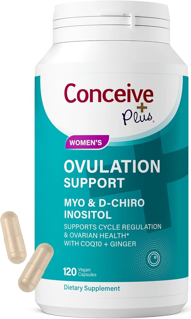 CONCEIVE PLUS Ovulation Support | Myo-Inositol & D-Chiro Inositol for Women Fertility | Pproductive Health Hormon Balance for Women | COQ10, Folic Acid, Ginger | 30 Day Supply