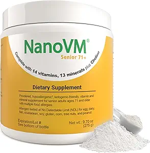 Senior 71+, Allergen-Free Vitamin Supplements, Unflavored Multivitamin Toz with 14 Vitamins & 13 Minerals, Low-Carbohidrat Mineral Supplements, 275g - Solace Beslenme