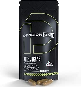 Divisionone Beef Organ Supplement - Liver, Heart, Kidney, Beef Liver Supplement Grass Fed, Organ Et Supplements for Humans, Non-GMO, 120 Caps.