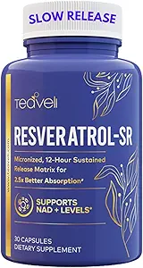 Gelişmiş Trans Resveratrol Capsules 12 Saat Sustained Release for Up to 250% Better Bioavailability - NAD Resveratrol Supplement with Micronized Resveratrol