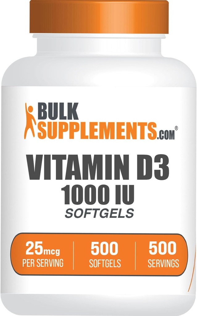 BulkSupplements.com Vitamin D3 1000IU Softgels - Cholecalciferol, D3 Supplement, Vitamin D 1000 IU - 1 Vitamin D3 Softgel (25 A Vitamin D) hizmet başına 500 Kont (Pazar 1)