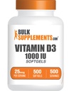 BulkSupplements.com Vitamin D3 1000IU Softgels - Cholecalciferol, D3 Supplement, Vitamin D 1000 IU - 1 Vitamin D3 Softgel (25 A Vitamin D) hizmet başına 500 Kont (Pazar 1)