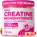 AiVital™ Creatine Gummies for Women, 5000mg Creatine Monohydrate Gummies+2000mg Collagen+1000mg BCAA, Women-Specific Formula, Sugar Free, 30 Servings, 120 Counts(Berry)
