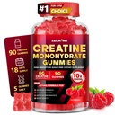 Creatine Monohydrate Gummies 6000mg for Men & Women, Sugar Free Creatine Gummy for Pre & Post Workout, High Absorption Supplement with BCAA, Support Boost Strength, Endurance & Muscle Recovery