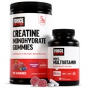 Force Factor Creatine Gummies, 5 Grams Creatine Monohydrate for Muscle Gain, Mixed Berry Men’s Multivitamins, Multivitamin for Men Plus Amino Acids with 27 Vitamins and Minerals