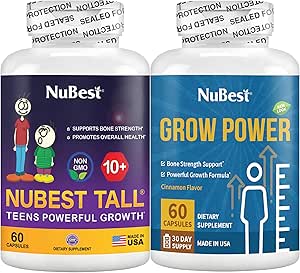 NuBest Bundle Tall 10+ & Grow Power | Growth Support for Age 10+ & Teens | Calcium, Vitamins D3, K2, Collagen & Herbs | Bone Strength, Focus & Development