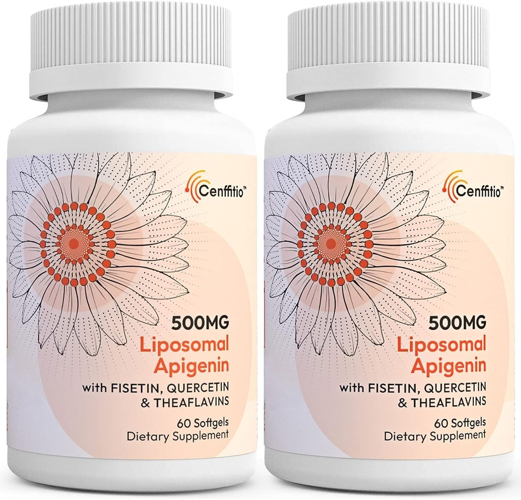 Liposomal apigenin 500mg Softgels - Optimal Apigenin Supplement with Fisetin, Quercetin and Theaflavins - 4 Month Supply