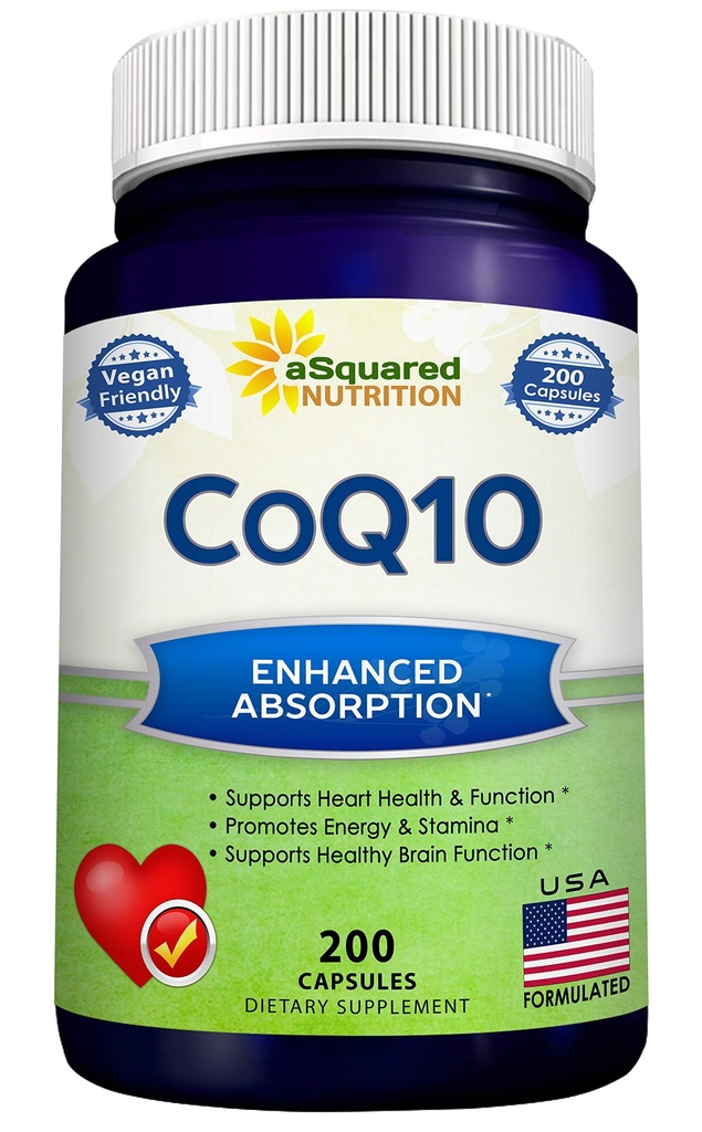 ASquared Beslenme CoQ10 (400 mg Max Strength, 200 Capsules) - Yüksek Aborpsiyon Vegan Coenzyme Q10 Toz - Ubiquinone Supplement Pills, Ekstra Antioksi CO Q-10 Enzyme Vitamin Tabletleri, Coq 10 400 mg