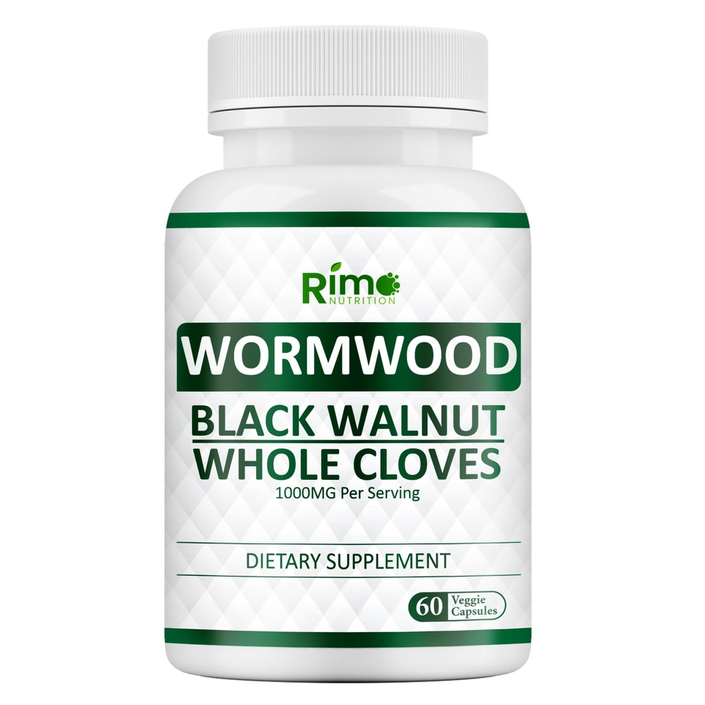 Wormwood Black Walnut Clove Capsules - Cleanse, Detox, Intestinal Guard Formula Supplement for Humans, Wormwood herb, Black Walnut Comb, 60 Capsules Non-GMOMO