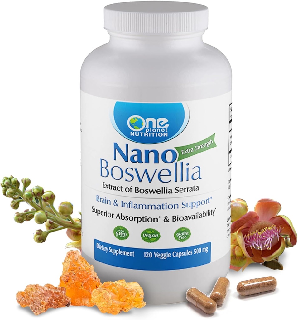Bir Gezegen Beslenme Nano Boswellia 500 mg Veggie Capsules (120 Hizmet), Boswellia serratacılık, Beyin Sağlığı için Bilişsel Fonksiyonlar, Non-GMO, Vegan, Gluten-Free Capsules (120 Hizmet)