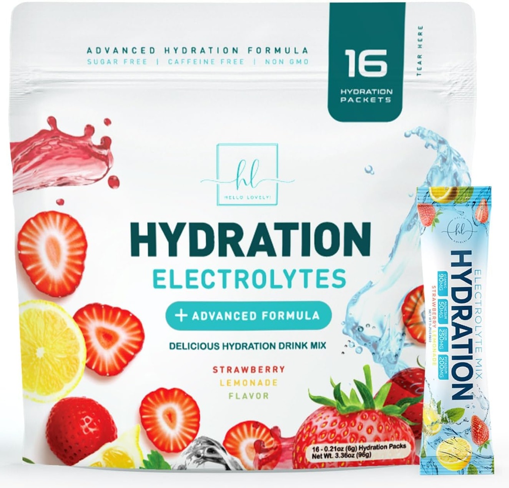 Elektrolytes Hydration Packets - Honda Recovery Toz P properties, Magnezyum, sodyum, çinko & Vitamin C, Sugar-Free, Hydration Electrolyte Liquid Drink Mixes, Vegan, Strawberry Lemon (16 Pack)
