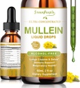 GREENPEOPLE Mullein Drops for Lungs & Lymphatic Drainage - 13-in-1 Botanical Blend w/Marshmallow Root, Elderberry, Ρίγανη για αναπνευστική υποστήριξη - Lung Detox για καπνιστές - Χωρίς αλκοόλ, 2 fl