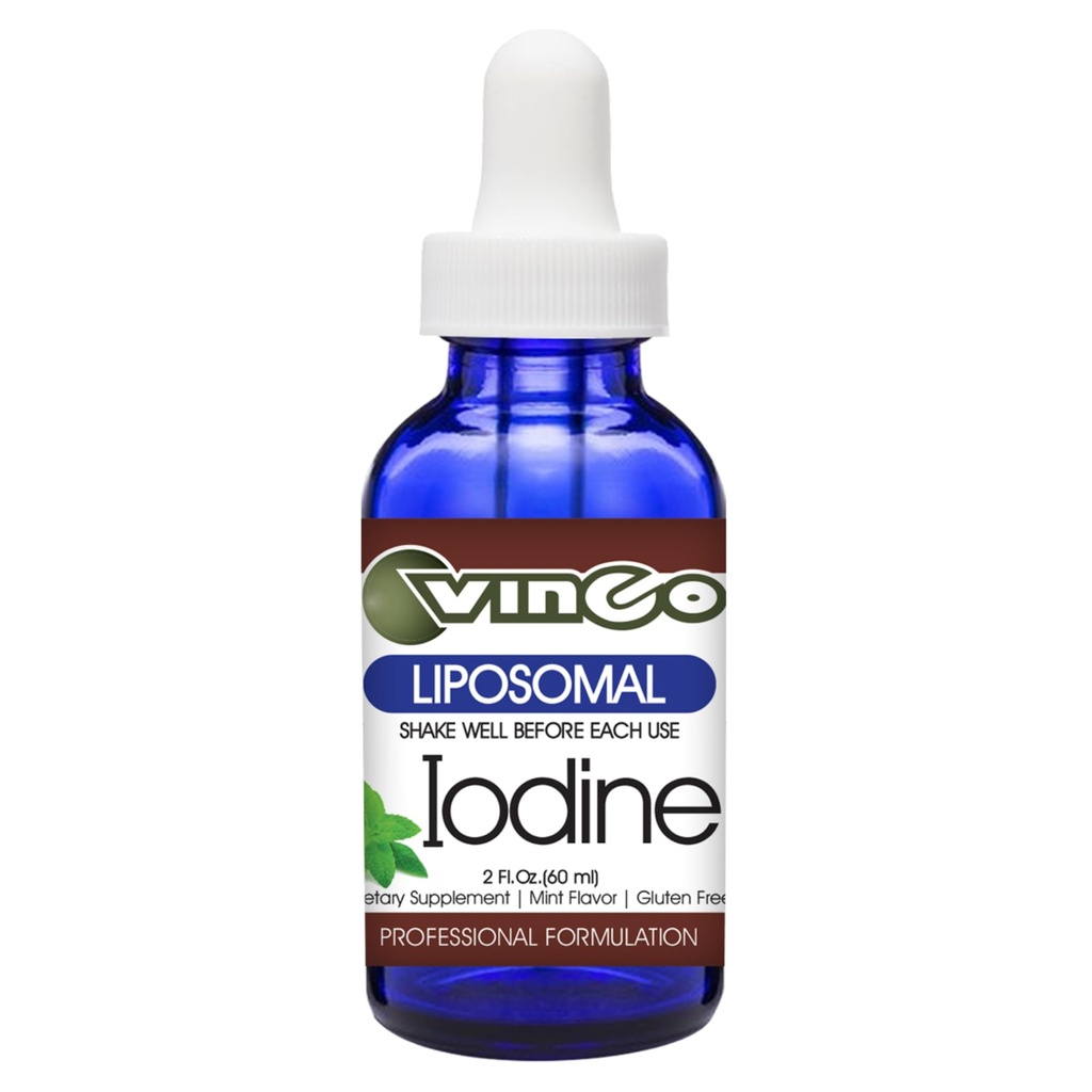 Vinco Inc - Liposomal Iodine Thyroid Function Daily Supplement | 60 ml (60 Servings) | with Potassium Iodide, Kelp & Dulse Seaweed | Supports Healthy Thyroid Function | Gluten Free & Vegetarian