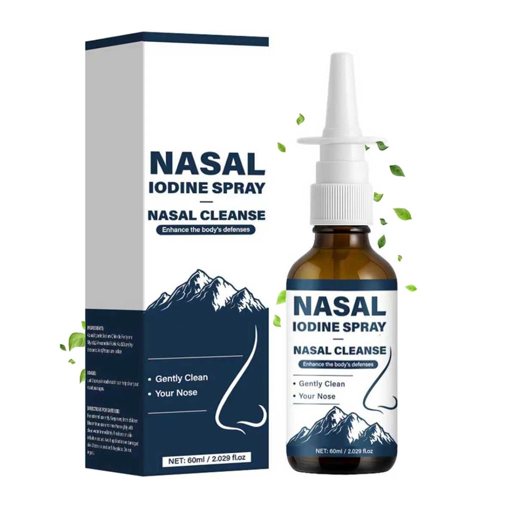 Nutramd Iodine Nasal Spray, Daily Nasal Cleanse & Care Mist with Iodine & Fulvic Acid, Fine Mist Non-Medicated Nasal Spray for Dry Air, Travel & Daily Use(1pc)