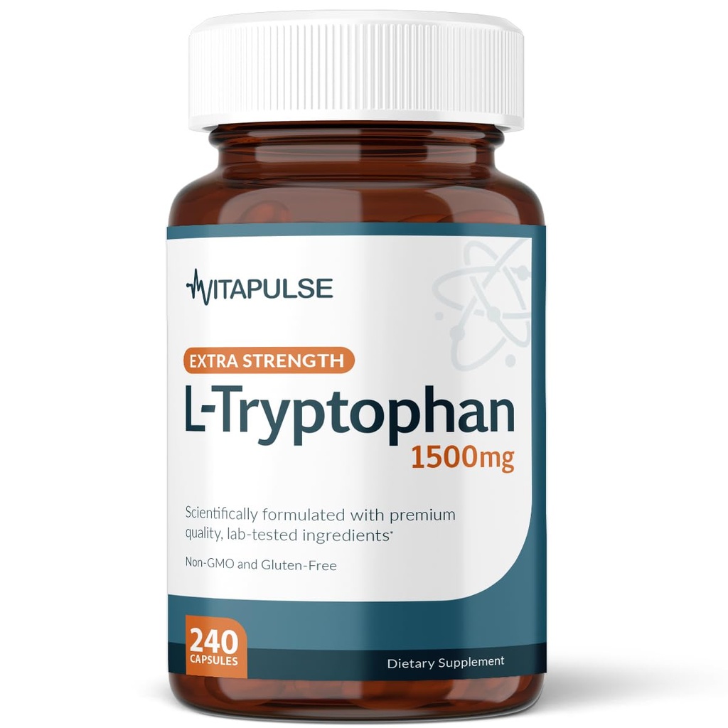 L-Tryptophan Supplement, 1500mg, 240 Capsules, Nighttime Formula, Non-GMO
