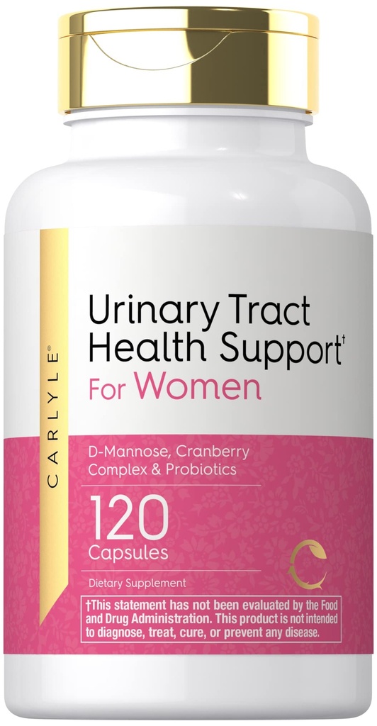 Carlyle Urinary Tract Health for Women | 120 Capsules | Women | with D-Mannose, Cranberry Complex & Probiyotiks | Non-GMO, Gluten Free