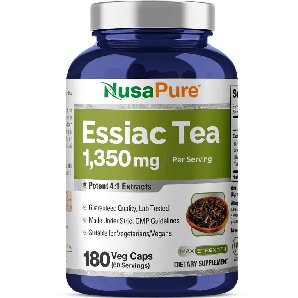 NusaPure Essiac Tea 1350 mg 180 Veggie Caps (Vejetary, Non-GMO)
