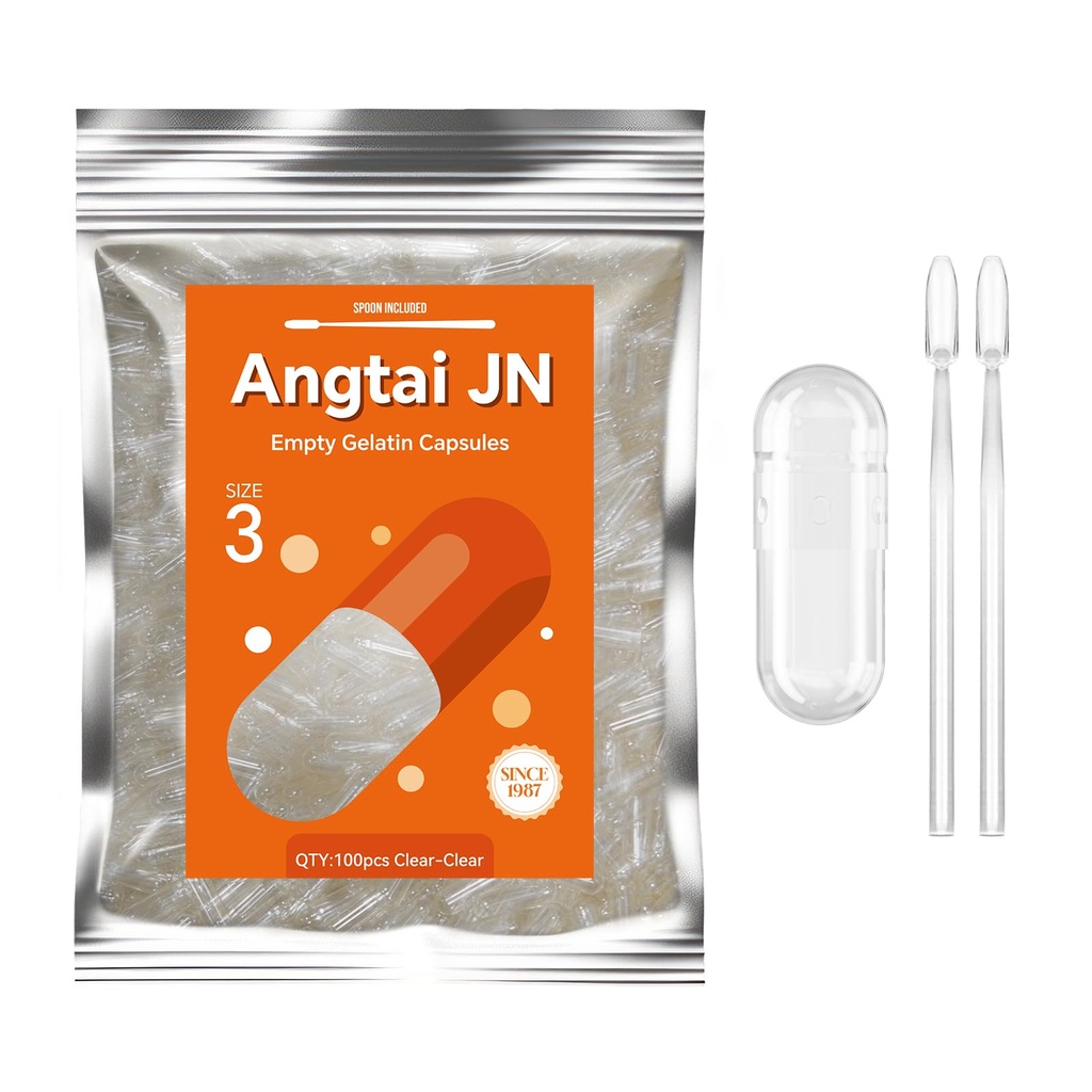 Empty Gelatin Capsules Size 3 - (100 Count) Clear Small Empty Capsules Ideal for DIY Filling - Pill Gel Caps with 2 Filling Spoons for Capsule