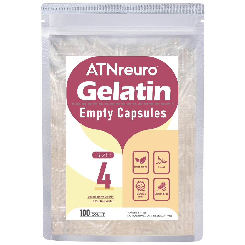 Empty Gelatine Capsules Size 4-Clear Empty Capsules 100 Count, Fillable Pill Small Gel Caps DIY Gelatine Capsule 4