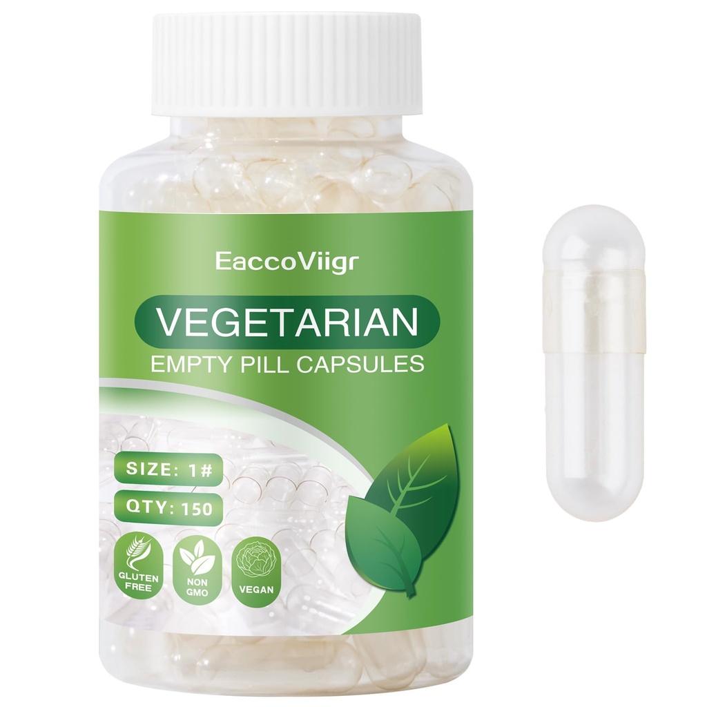 Size 1 Empty Capsules - 150 Count Clear Empty Pill Capsules Size 1 with Capsule Filling Kit, Fillable Vegan Vegetarian Capsule Empty for Vitamins, Easy for DIY Supplements