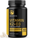 D3 K2 5000 Immune System, Güçlü Bones & Diş Desteği | Vit D3 12506, Vitamin K2 MK7 100mcg, Macau 210 mg & BioPerine | 3rd-Party Tested, Non-GMO | 60 Capsules (2 Ay Supply)