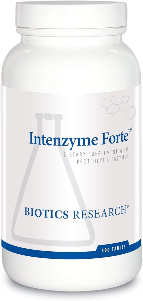 Biotics Research Intenzyme Forte™ Proteolytic Pancreatic Enzymes, Pancreatin, Bromelain, Papain, Lipase, Amylase–Supplement Supports Healthy Protein Digestion–Immune & Circulatory Function 500 Tablets