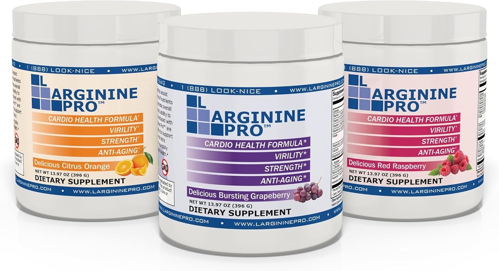 L-ARGININE PRO | 5,500 mg L-Arginine Plus L-Citrulline 1,100 mg Raspberry, Orange & Grape Toz İçecek Kombinasyonu için Tamamlandı