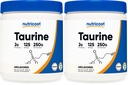 Nutricost Taurine Powder 250 Grams - 125 Servings, 2000mg Per Serving (Pack of 2)