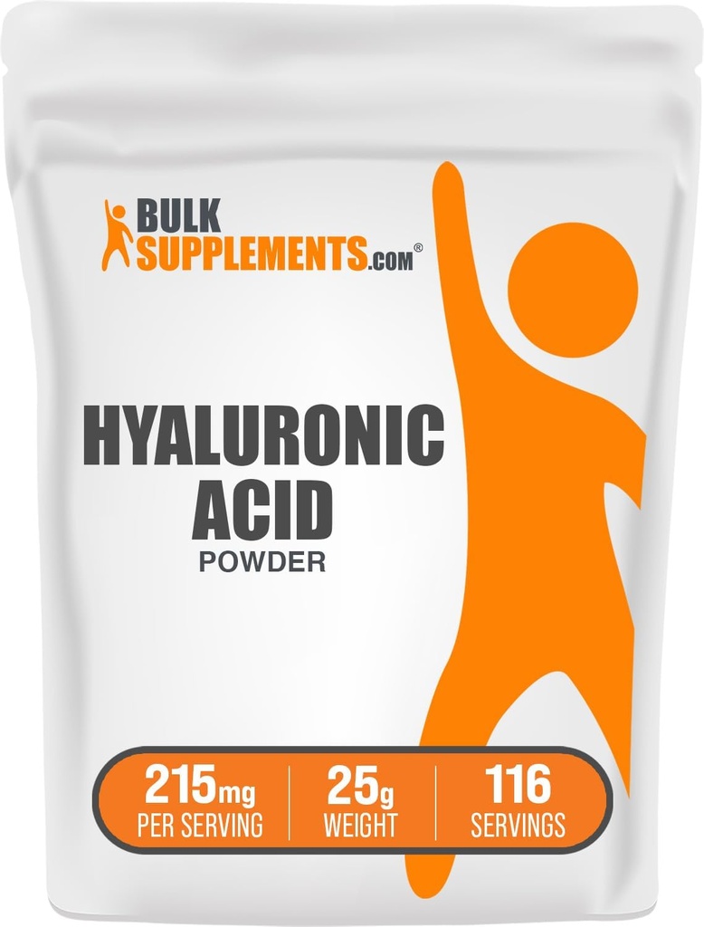 BulkSupplements.com Hyaluronic Acid Toz - sodyum Hyaluronate, Hyaluronic Acid Supplements - Food Grade, Gluten Free - 215 mg per Service, 25g (0.88 oz) (Pazar 1)