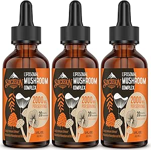 Liposomal Mushroom Kompleksi 2000 MG - 20 Organik Mushroom Extracts - Immunity, Cognitive and Memory - Lions Mane Supplement, Reishi, Cordyceps, Chaga, 90 Servisler