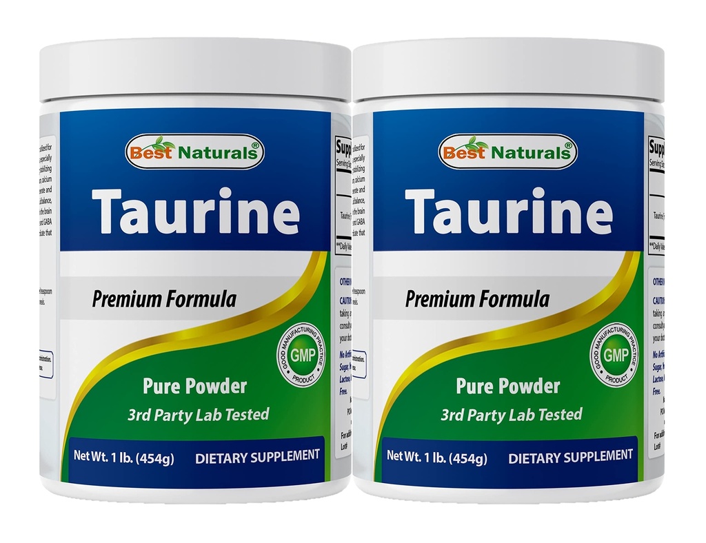 Best Naturals 100% Pure Taurine Powder Free Form - Taurine 1000mg per Serving - 1 Lb (454 gm) (1 LB (Pack of 2))