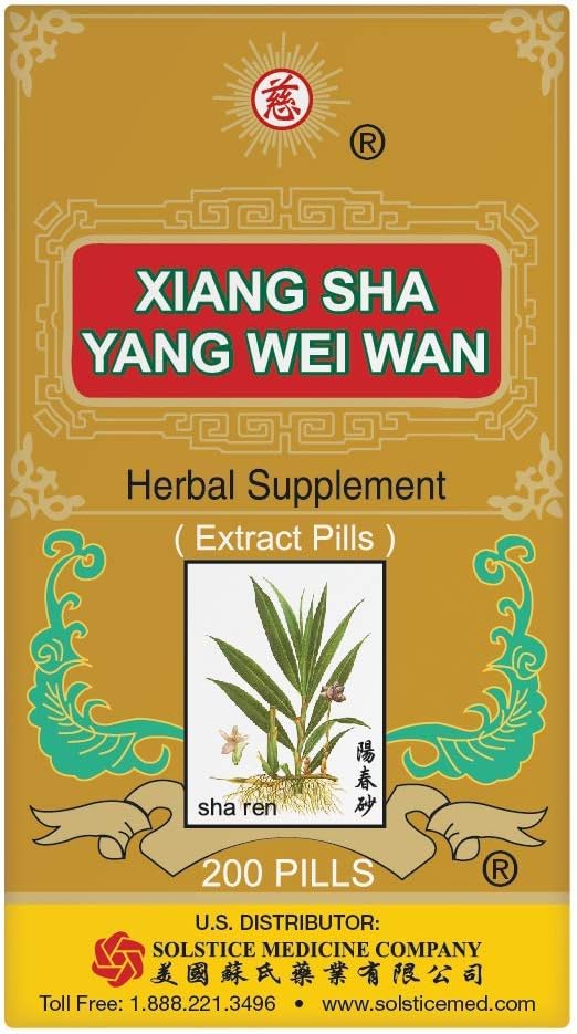Solstice Medicine Company Xiang Sha Yang Wei Wan Herbal Supplement (200 Pills) (1 Şişe)