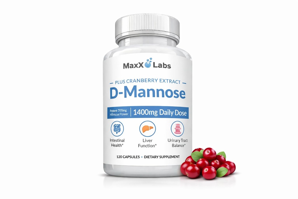 D Mannose Capsules - Red Acting 1400 MG Ekstra Güçlü DMannose Capsule for Bladder Health with Potent Cranberry Extract & Hibiscus Flower Supports UTI Relief Supplement - 120 Ct