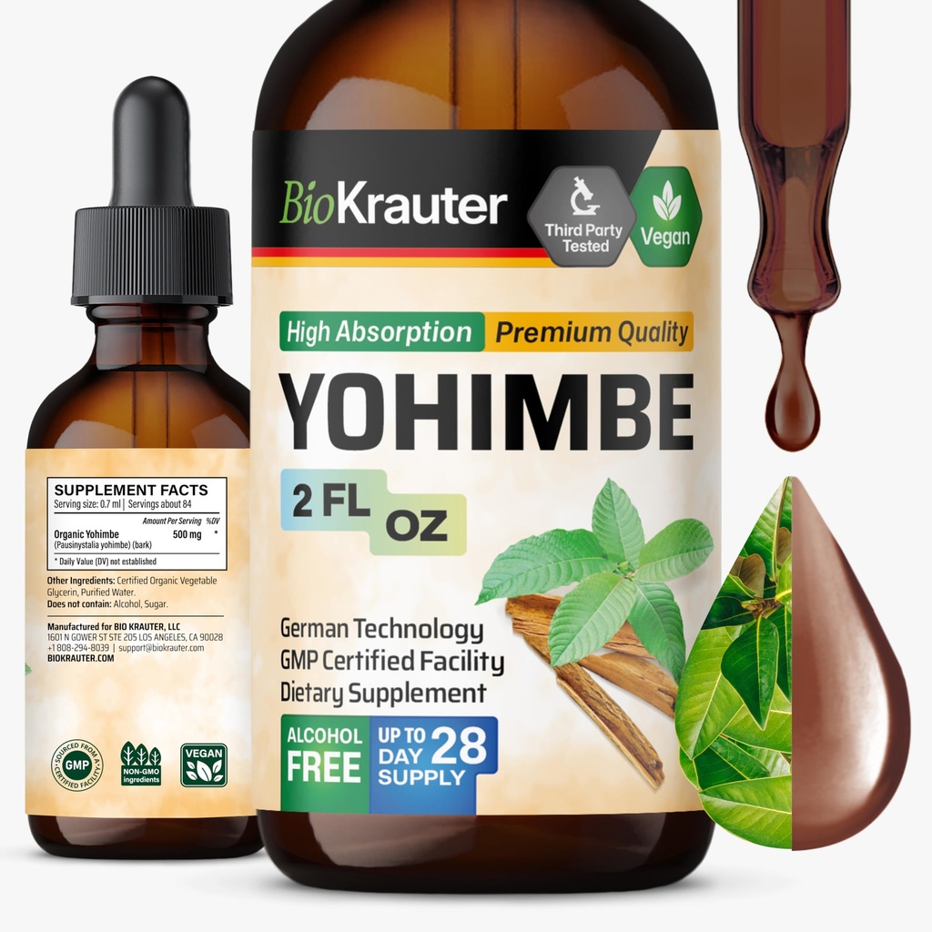 BIO KRAUTER Yohimbine - Vegan Yohimbe Supplements for Men & Women
