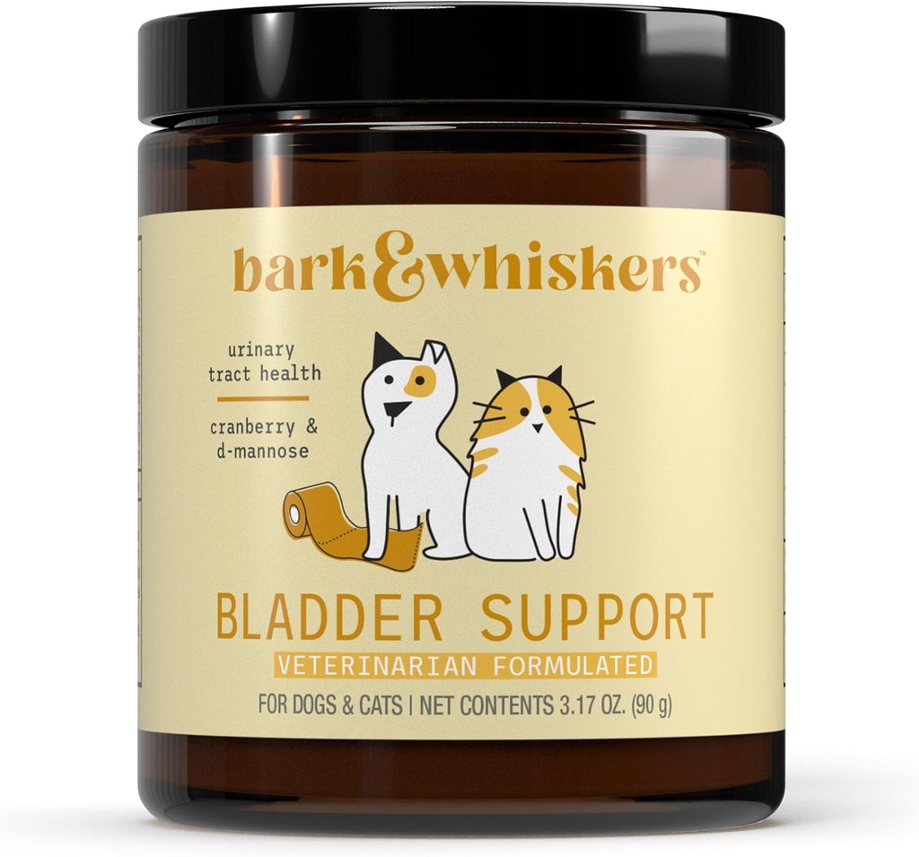Bark & Whiskers Bladder Support, 3.17 Oz. (90 g), 90 Scoops, Destekler Urinary Tract Health, Cranbery & D-Mannose, Vet Formulated, Non-GMO, Dr. Mercolat