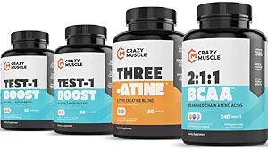 BCAA, Kretin ve Test 1 Boost (2 Ay Supply) ile daha büyük alın