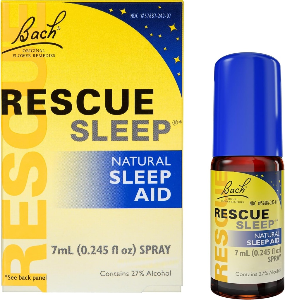 Bach RESCUE SLEEP Sprey 7mL, Doğal Uyku ve Stres Yardımı, Evopatik Çiçek Essence, Vegan, Melatonin, Sugar, and Gluten, Non-Narcotic, Non-Habit Format