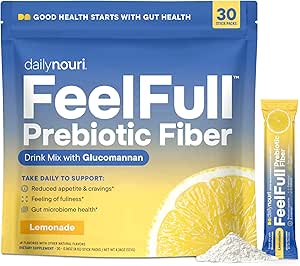 Günlük Nouri FeelFull Prebiyotik Fiber Drink Mix | Supports Natural Fullness, Appetite & Cravings Control, Gut & Metabolic Health | Oligofructose, Glucomannan & Chromium | 30 Stick Packs