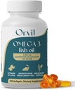 ORVIT Omega 3 Fish Oil Softgel 2000 mg - Ultimate EPA DHA Supplement for Men and Women - Burpless - No Fishy Taste - Unflavored 180 Softgels - Organic, Non GMO - Made in the USA