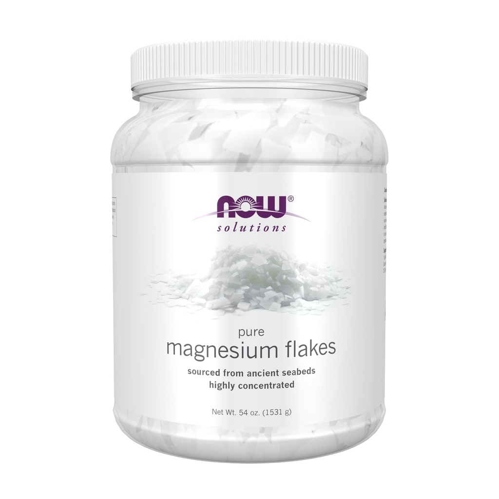 NOW Foods Solutions, Magnesium Flakes, 100% Pure, from the Ancient Zechstein Seabed, Highly Concentrated, 54-Ounce