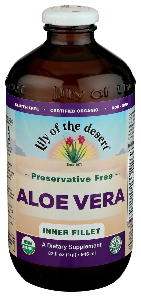 Lily Of The Desert Aloe Vera Juice - İç Havuz Vera İç, Doğal Vitaminlerle Organik Kurun, Gut Health, Stomach Relief, Wellness, Glowing Skin, 32 Fl Oz Oz